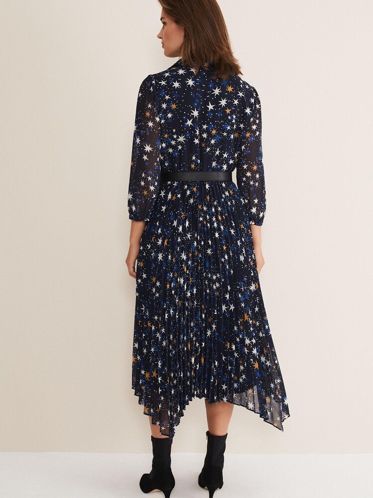 Phase Eight Blue Dani Star Pleated Dress - Image 2 of 6 Phase Eight Blue Dani Star Pleated Dress - Image 2 of 6