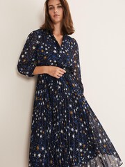 Phase Eight Blue Dani Star Pleated Dress - Image 3 of 6