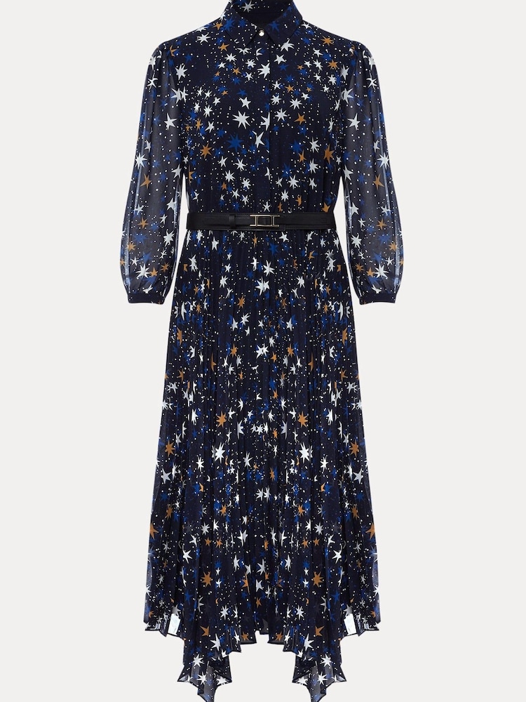 Phase Eight Blue Dani Star Pleated Dress - Image 6 of 6