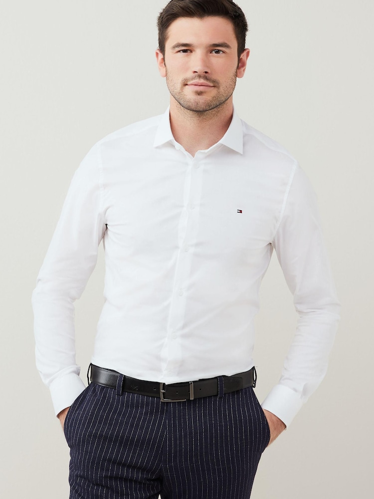 Tommy Hilfiger White Slim Fit Core Flex Poplin Shirt - Image 1 of 4