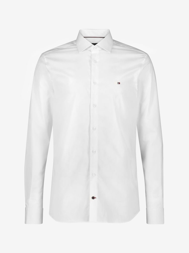 Tommy Hilfiger White Slim Fit Core Flex Poplin Shirt - Image 4 of 4