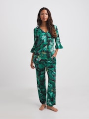 JD Williams Green Floral Tropical Pyjamas Set - Image 1 of 7