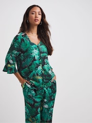 JD Williams Green Floral Tropical Pyjamas Set - Image 3 of 7
