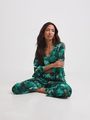 JD Williams Green Floral Tropical Pyjamas Set - Image 4 of 7