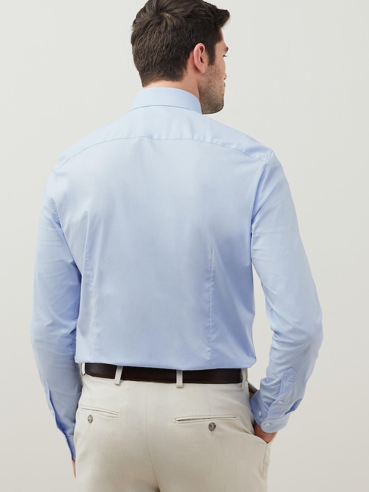 Tommy Hilfiger Blue Slim Fit Core Flex Poplin Shirt - Image 2 of 4