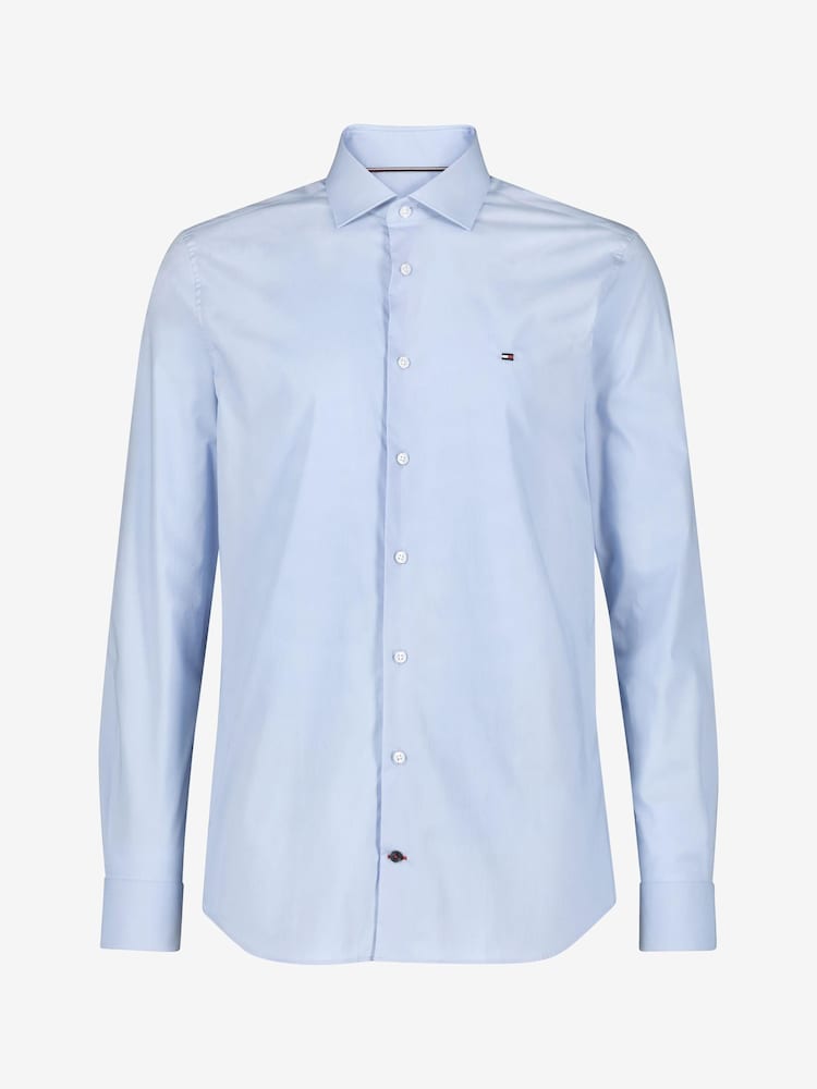 Tommy Hilfiger Blue Slim Fit Core Flex Poplin Shirt - Image 4 of 4