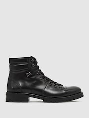 Reiss Black Amwell Leather Hiking Boots - Image 1 of 7
