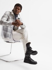 Reiss Black Amwell Leather Hiking Boots - Image 4 of 7