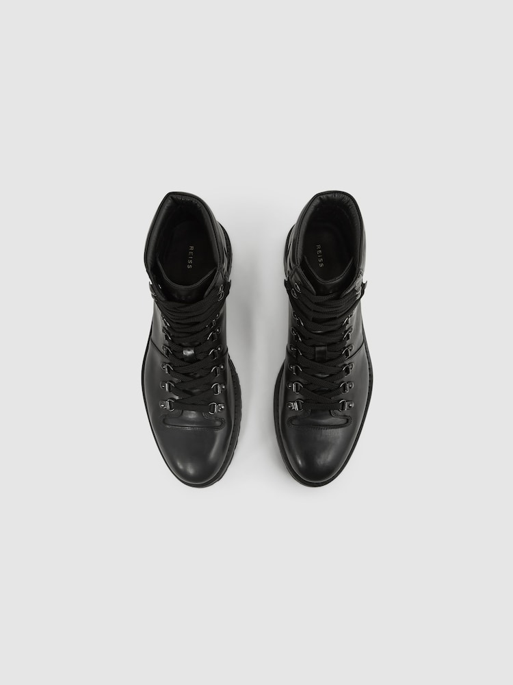 Reiss Black Amwell Leather Hiking Boots - Image 7 of 7