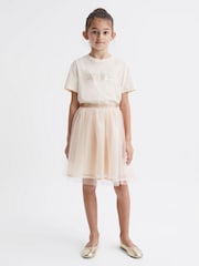 Reiss Pale Pink Jasmine Sequin T-Shirt - Image 1 of 6