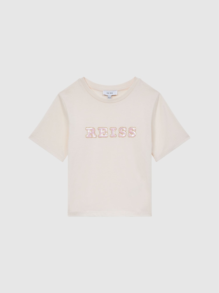 Reiss Pale Pink Jasmine Sequin T-Shirt - Image 2 of 6