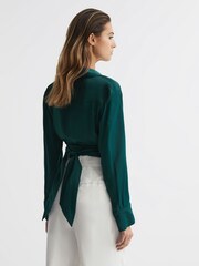 Reiss Dark Green Peyton Cropped Belted Shirt - Image 5 of 5