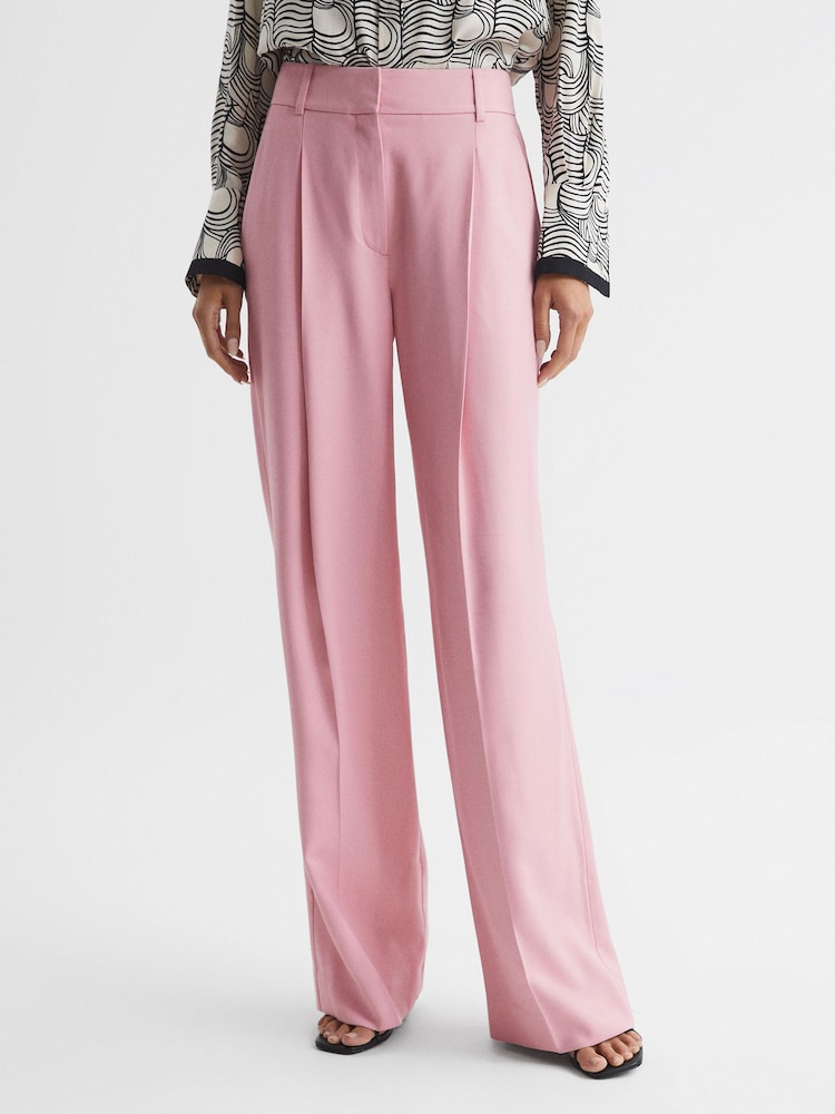 Reiss Pink Bonnie Wide Leg Trousers - Image 1 of 6