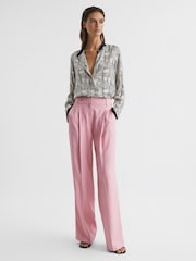 Reiss Pink Bonnie Wide Leg Trousers - Image 3 of 6