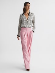 Reiss Pink Bonnie Wide Leg Trousers - Image 6 of 6