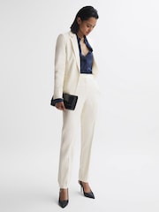 Reiss Cream Ember Slim Fit High Rise Trousers - Image 1 of 5