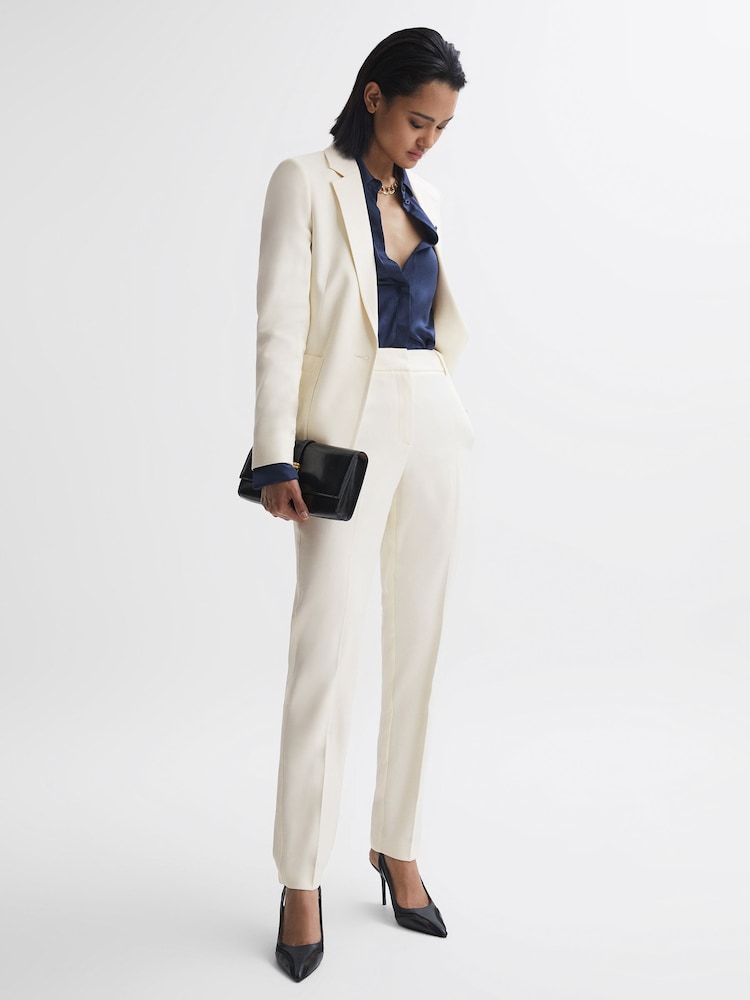 Reiss Cream Ember Slim Fit High Rise Trousers - Image 1 of 5