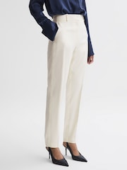 Reiss Cream Ember Slim Fit High Rise Trousers - Image 3 of 5