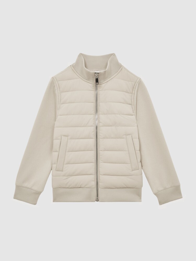 Reiss Stone Flintoff Senior Funnel Neck Quilted Hybrid Jacket - Image 2 of 6