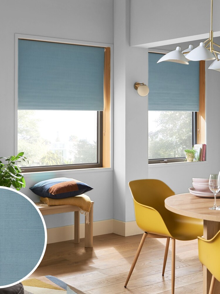 Blue Ready Made Textured Roller Blackout Blind - Image 1 of 7
