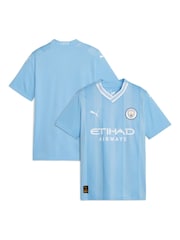Puma Light Blue Blank Kids Manchester City Home Replica 23/24 Football Shirt Kids - Image 1 of 2