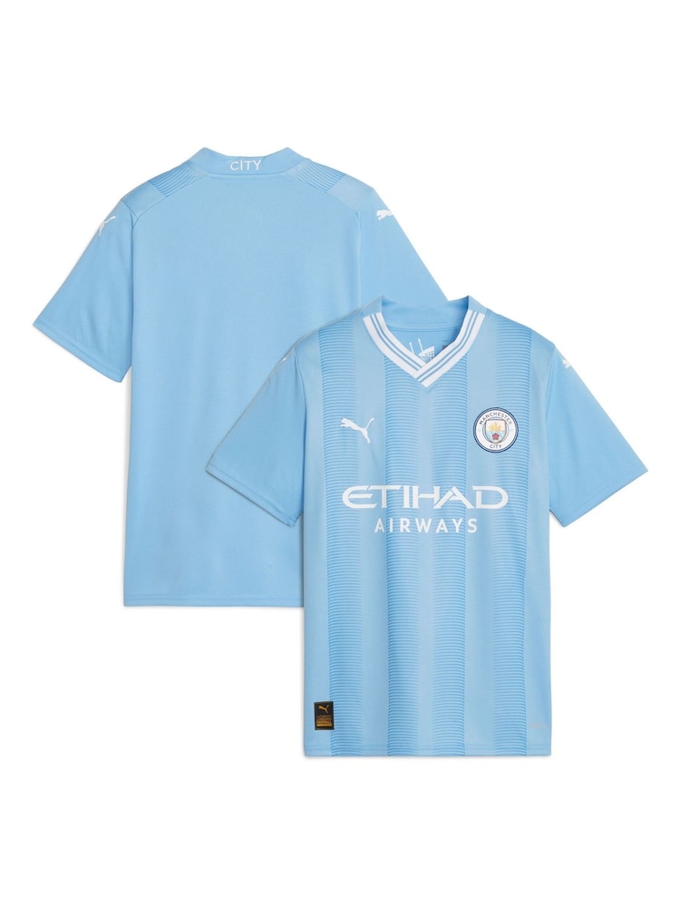 Puma Light Blue Blank Kids Manchester City Home Replica 23/24 Football Shirt Kids - Image 1 of 2
