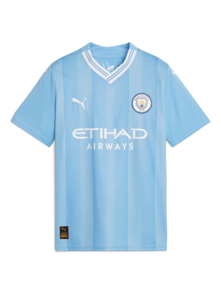 Puma Light Blue Blank Kids Manchester City Home Replica 23/24 Football Shirt Kids - Image 2 of 2