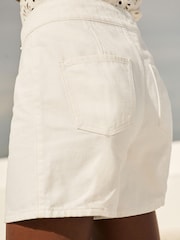 White Button Detail Denim Shorts - Image 3 of 5