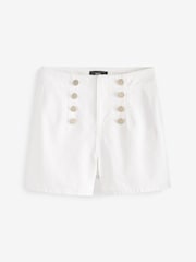 White Button Detail Denim Shorts - Image 5 of 5