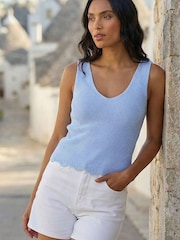 Roman Blue Scalloped Edge Knit Vest - Image 3 of 4