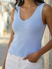 Roman Blue Scalloped Edge Knit Vest - Image 4 of 4