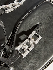 Black Forever Comfort® Flat Sandals With Jewelled Chain Detailing - Image 4 of 6