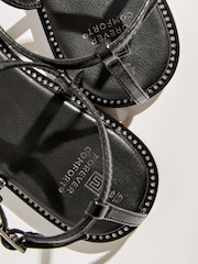 Black Forever Comfort® Flat Sandals With Jewelled Chain Detailing - Image 5 of 6