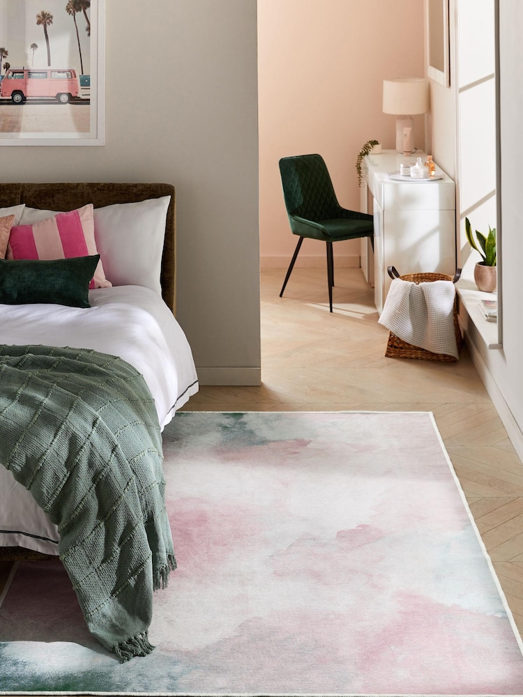Light Pink Washable Lilja Abstract Rug - Image 1 of 6