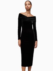 AllSaints Black Delta Velvet Dress - Image 3 of 7