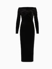 AllSaints Black Delta Velvet Dress - Image 7 of 7