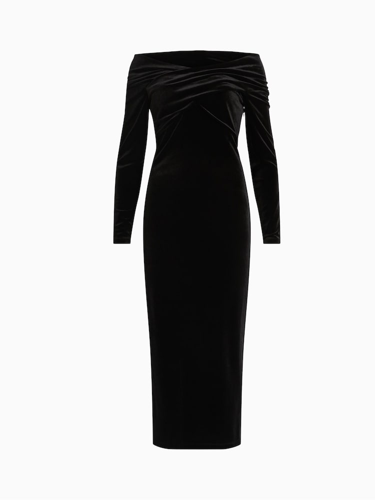 AllSaints Black Delta Velvet Dress - Image 7 of 7