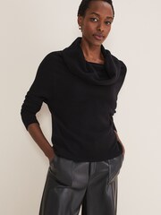 Phase Eight Rylee Black Roll Neck Knit Jumper - Image 1 of 1