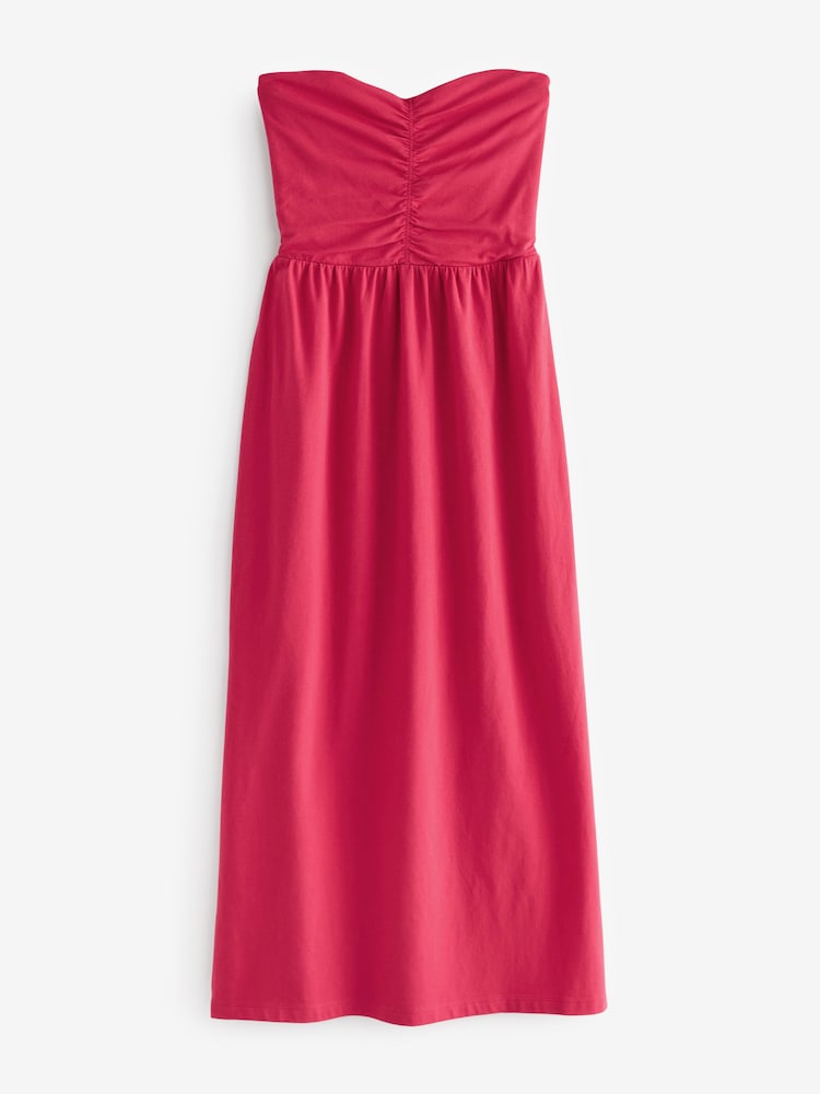 Pink Bandeau Jersey Sweetheart Midi Summer Dress - Image 3 of 3