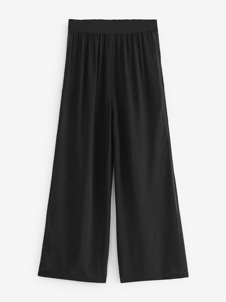 Black Rochelle Sheer Beach Trousers - Image 4 of 4 Black Rochelle Sheer Beach Trousers - Image 4 of 4