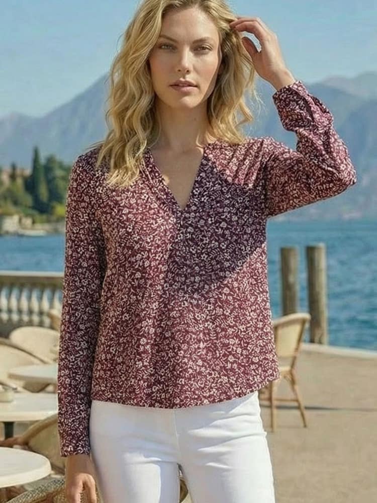 Roman Purple Printed Notch Neck Shirt - Image 2 of 3