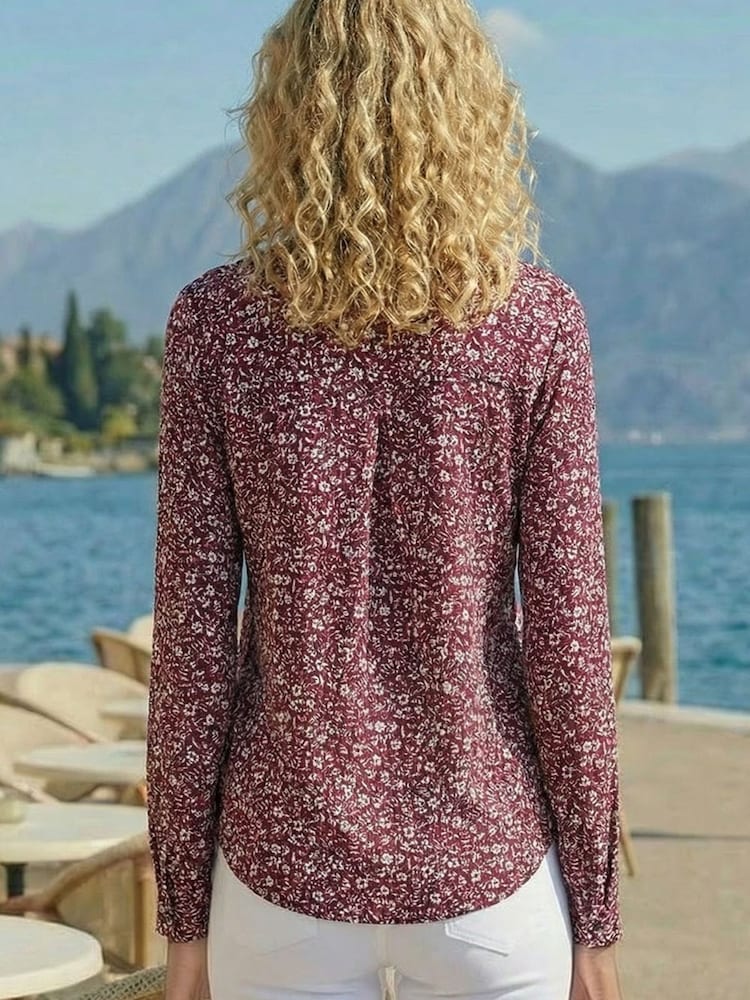 Roman Purple Printed Notch Neck Shirt - Image 3 of 3