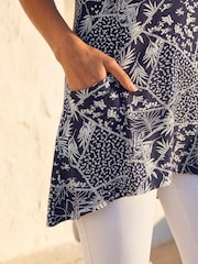 Roman Blue Patchwork Mono Print Tunic Top - Image 4 of 4