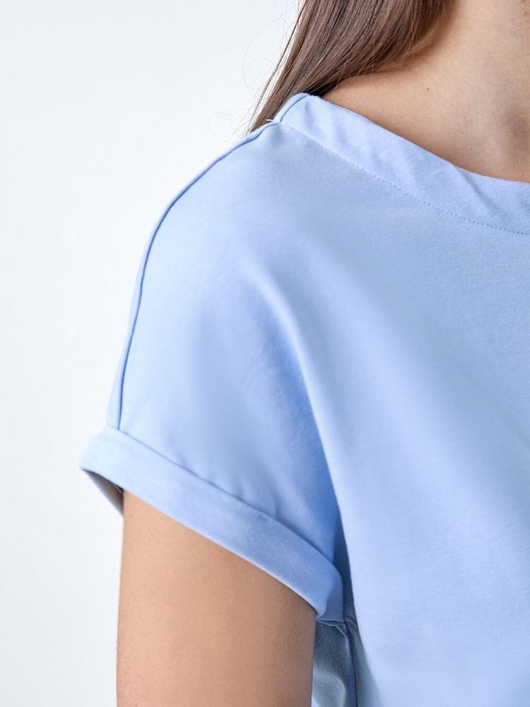 Roman Light Blue Plain Stretch Jersey T-Shirt - Image 5 of 5