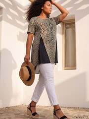 Roman Natural Curve Animal Print Mesh T-Shirt - Image 1 of 4