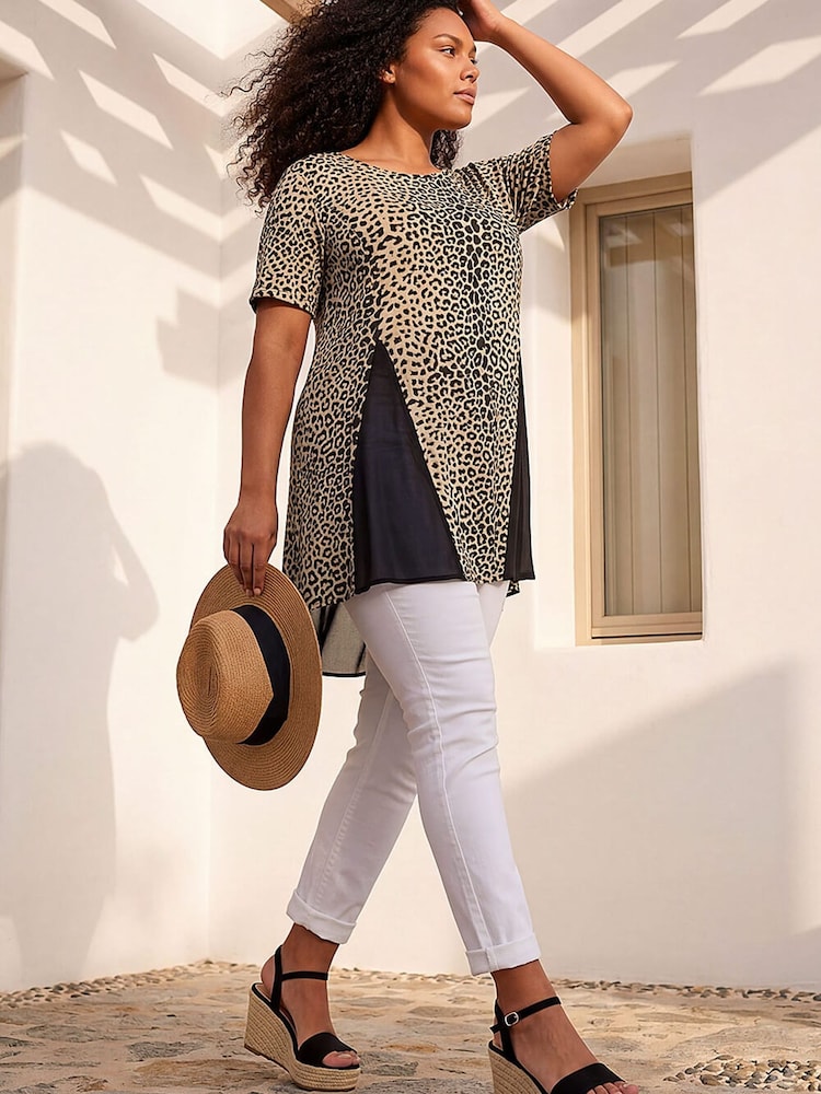 Roman Natural Curve Animal Print Mesh T-Shirt - Image 1 of 4