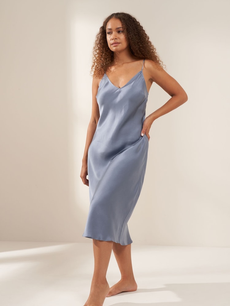 Truly Blue French Navy Silk Slip Dress - Image 1 of 3