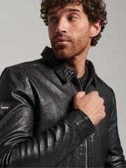 Superdry Black Indie Coach Leather Jacket - Image 3 of 3