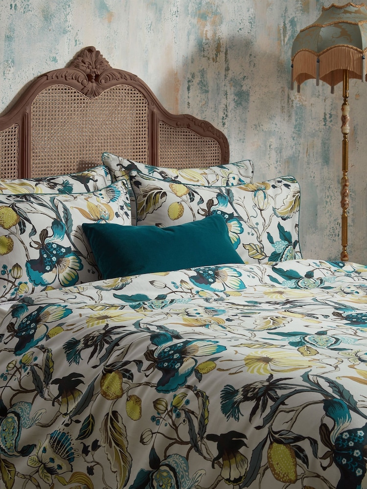 EW by Edinburgh Weavers Blue Morton Timeless Tribute Floral 200 Thread Count 100% Cotton Duvet Cover And Pillowcase Set - Image 2 of 4