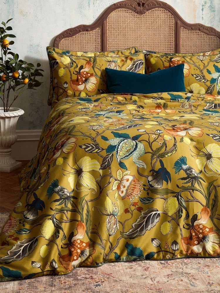 EW by Edinburgh Weavers Yellow Morton Timeless Tribute Floral 200 Thread Count 100% Cotton Duvet Cover And Pillowcase Set - Image 1 of 4